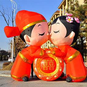 充气卡通婚庆新人模型