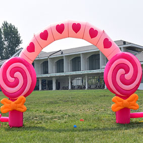 婚庆新款粉红棒棒糖充气拱门