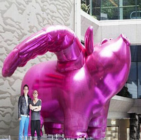 商场大型飞天猪气模装置